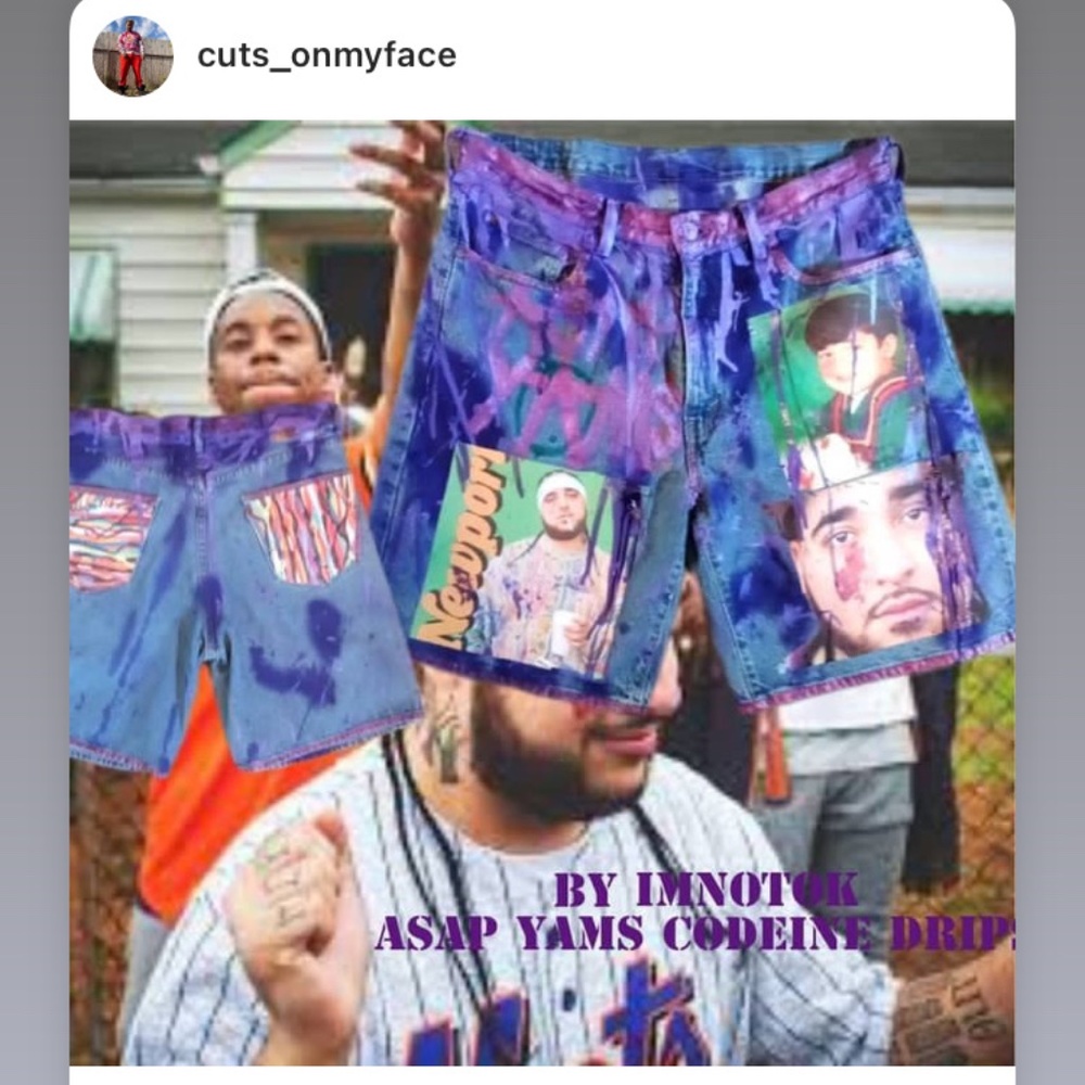 Custom Levi’s denim shorts asap yams codeine drip